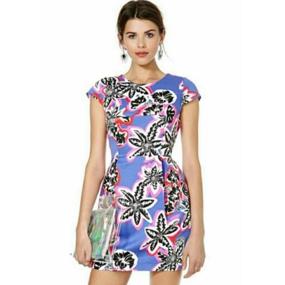Nasty gal electric lazy neon flowers dress